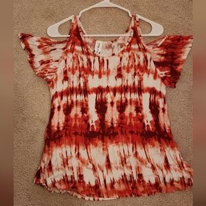 Maxine Nichols Tie-Dye Cold Shoulder Top Size Sm